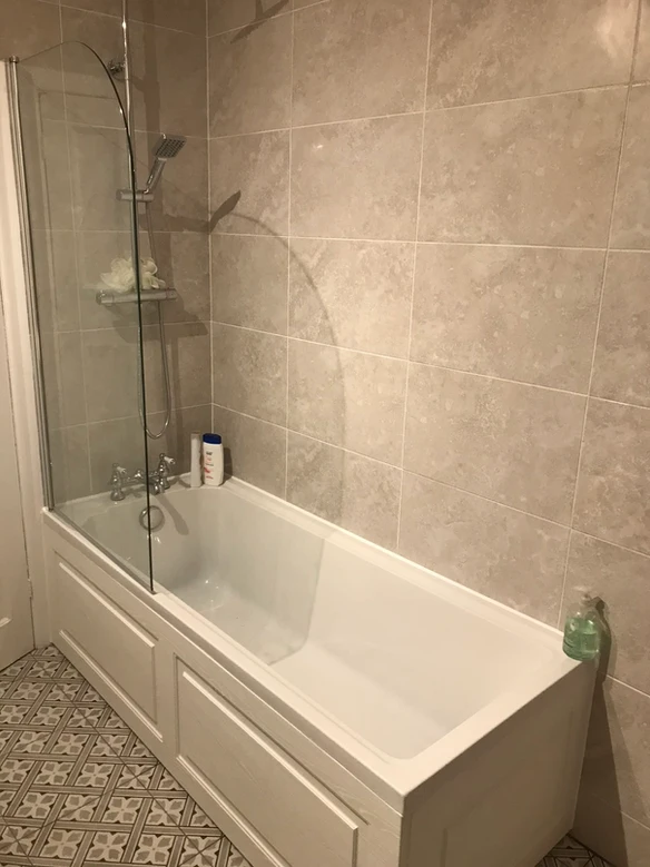 marble tiles with new installed bath